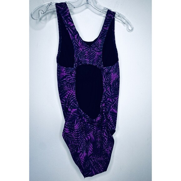 Dolphin Ocean Aqua Shape One Piece Swim Suit Size 12 Racer Back Lap Suit Purple - Picture 5 of 6